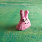 Pooky is afraid of the bowling pin