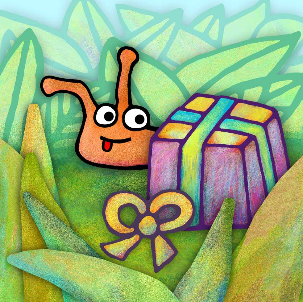 Smuckles wrapping a present