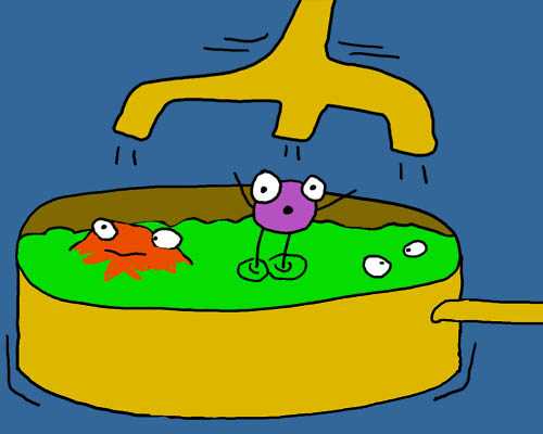 Drawings from the home page photograph. Monsters are grown in our own facility, precipitated in big vats of green slime. This process is relatively simple because monsters do not have fiddly bits like toes.