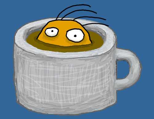 Drawings from the home page photograph. Sometimes he needs more than one cup.
