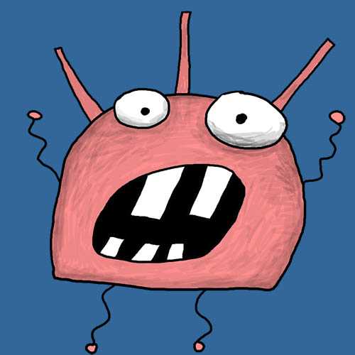 From the home page photograph. Big pink monster makes a scary face! RAWR!