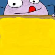 Lavendar monster eats toast