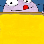 Lavendar monster eats toast