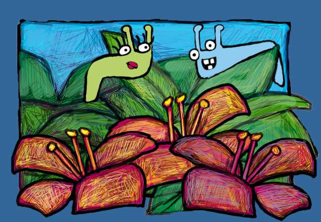 Sluggo the Slug and friends photograph. What lovely makeup she has on. The flowers are very pretty also.
