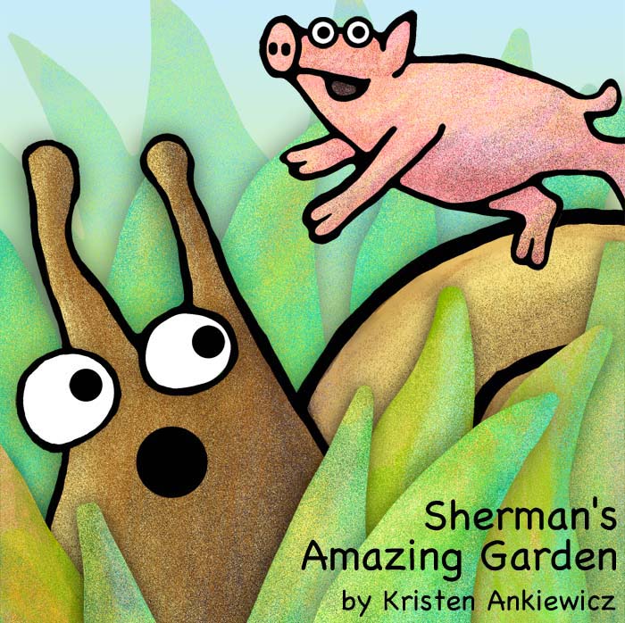 Perry the pig flies high over Sherman in the garden. This 
picture book has tons of colorfully detailed drawings. 
There are worms! And cows! And a giant birthday party at the end!
