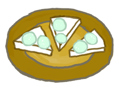 Cucumber sandwiches cut into little triangles, with the crust trimemd off