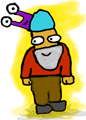 Mr. Gnome lives in the garden, and has a slug (Gus) that hides in his hat. He is pals with a number of other garden gnomes.